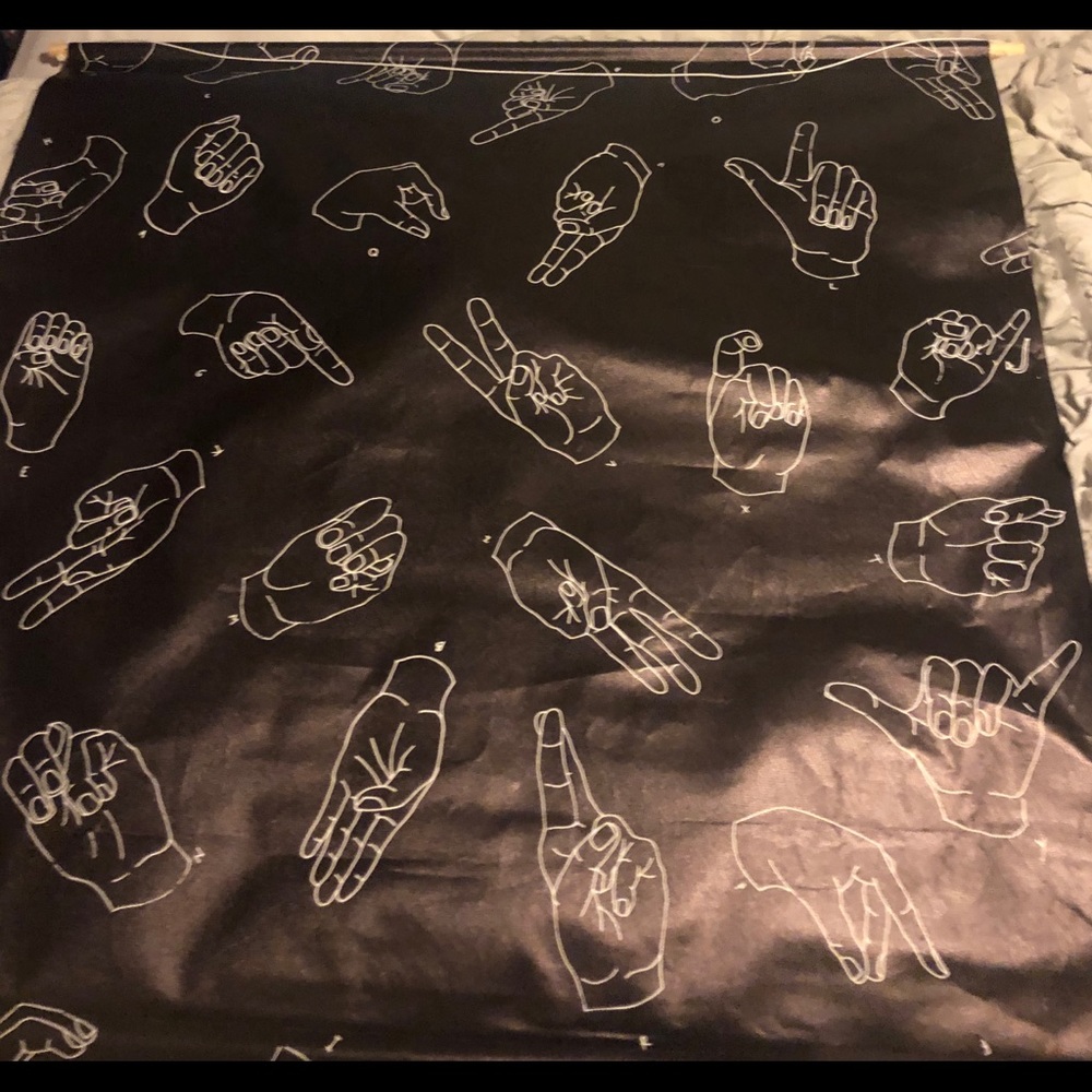 Black, ASL, poly-canvas tapestry